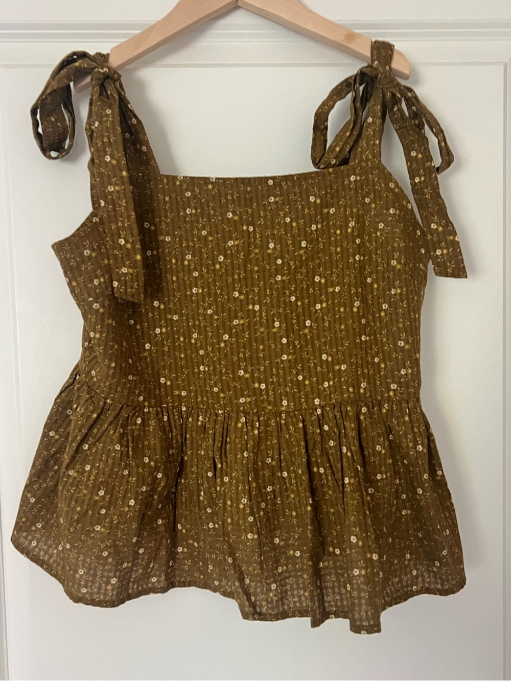 Madewell Brown Floral Tie-Shoulder Tank Top